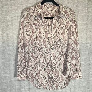 Nanette Lepore Pink Snake Print Button Up Shirt Size XS